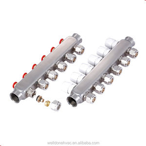 5 ports/circuits/zones chrome plaqué 1 pouce en laiton pex collecteur pour chauffage par le sol - Product Image 6