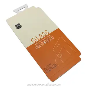 गत्ता फोन ग्लास पैकिंग बॉक्स स्क्रीन रक्षक पैकेजिंग कस्टम प्रिंट फांसी छेद के साथ टेम्पर्ड ग्लास पैकेजिंग
