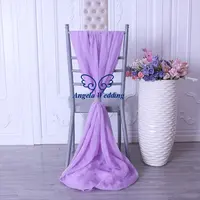 SH003Q groothandel wedding outdoor lila lavendel licht paars chiffon stoel sjerp met gesp