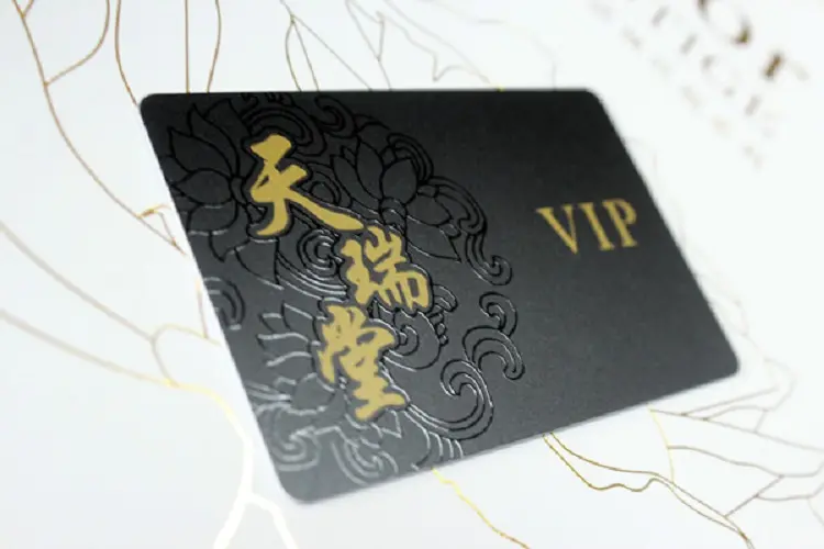 Black PVC Business Card with UV Spot Printed Plastic Material