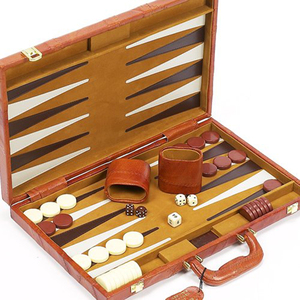 Brown Leather <strong>Backgammon</strong> <strong>Set</strong> - Product Image 2