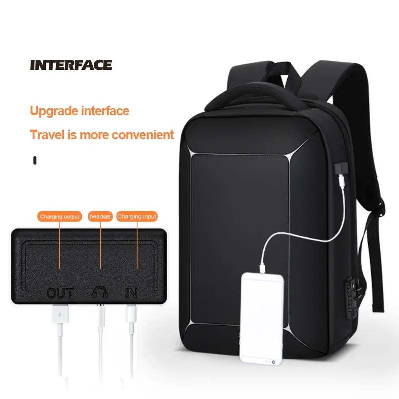 New Design 15.6Inch Black Gray Business Waterproof USB Port Anti Theft Laptop Backpack Bags With Lock