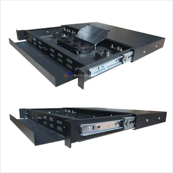 1U SC Adapter 19 "Rack Mount Slidingr Loại 12 Port Fiber Optic Patch Panel Với Splice Tray Và Pigtail