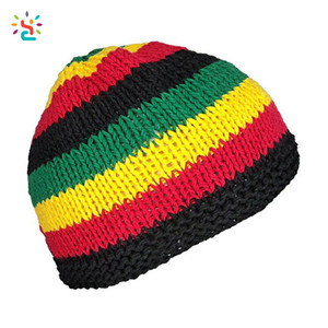 Cappelli giamaicani di nuovo arrivo cappelli a maglia Rasta cappello a maglia senza motivo all'uncinetto Reggae Rasta cappelli invernali - Product Image 5