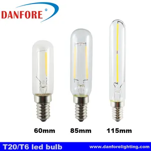 Mini ampoule à filament led tubulaire, 5 w 1w 2W 3w T20 T6 115mm de long avec base de chandelier e12 e14