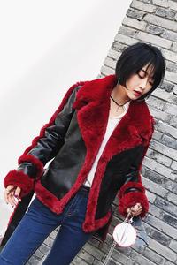 Chaqueta de esquila de oveja de piel sintética para mujer, chaqueta de Moto con patrón a cuadros en otoño, estilo tejido Suelto - Product Image 2