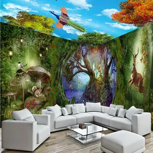 Papier peint Pierre Conception Humeur Wapitis Fond Forêt Poster Mural, Papier de Soie Papier Peint Chinoiserie Papier Peint De Grande Largeur