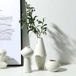 2019 yeni geliş yüksek kalite el yapımı beyaz seramik çiçek vazo