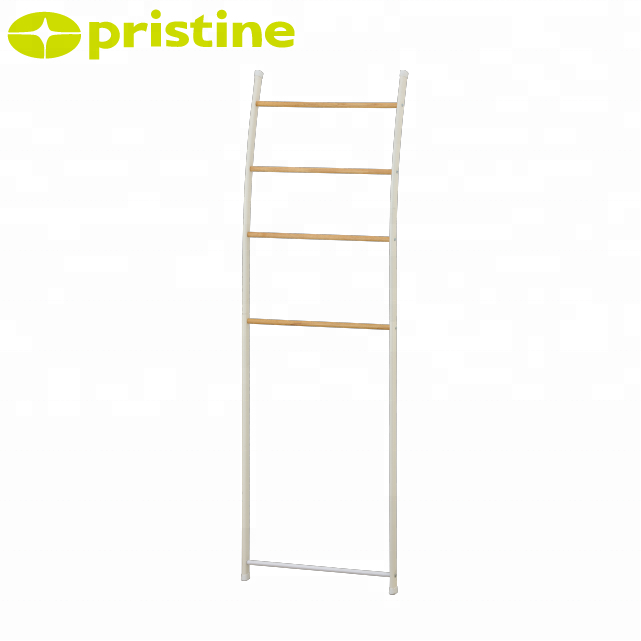 OEM Portable Cast Iron Home Storage Furniture Wooden Bathroom Ladder Towel  Rack with Heater for Shopee Hotels
