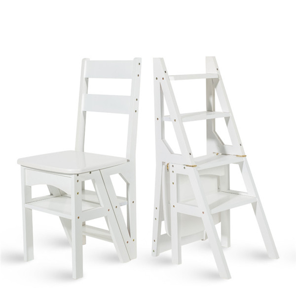 Natural Bamboo Multi functional Four Step Library Ladder Chair