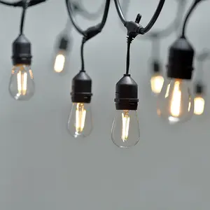 48FT Outdoor Light String E26 E27 S14 Edison Bulb included Christmas Waterproof Connectable LED String Light