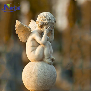 Украшение для сада, натуральный размер, белый мраморный камень, маленькие крылья, статуи Ангела, скульптура хруба для сна, распродажа - Product Image 6