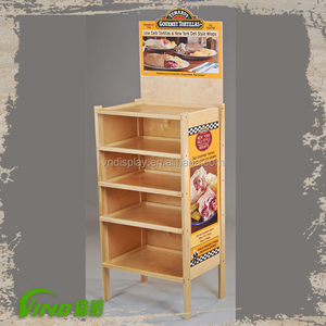 4-Tier Wooden Supermarket <b>Rack</b> Floor Standing Display Stand & Storage <b>Shelf</b> Unit - Product Image 3