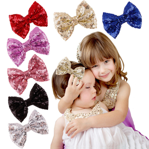 Boutique para niña pequeña, accesorios para el cabello de fiesta para niña pequeña, lentejuelas parpadeantes, pinzas para el pelo, lazo dorado, pinza para el pelo de lentejuelas - Product Image 6