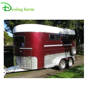 Hot koop 2 paarden hoek belasting deluxe float trailer met keuken