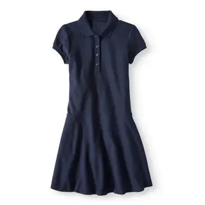 School Uniform Little Girls' Twill Pleated Bottom Jumper Dress