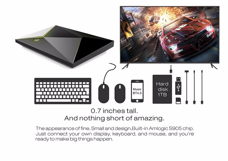 M9S Z8 2G/16G Inteligente Android 6.0 TV Box Amlogic S905X Quad Core KODI 16.0 XBMC 4 K Mini PC WiFi H.265 set top caja