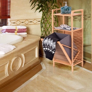 Extraíble de bambú cesta de lavandería de listones marco ahorro de espacio con <span class=keywords><strong>estante</strong></span> - Product Image 3