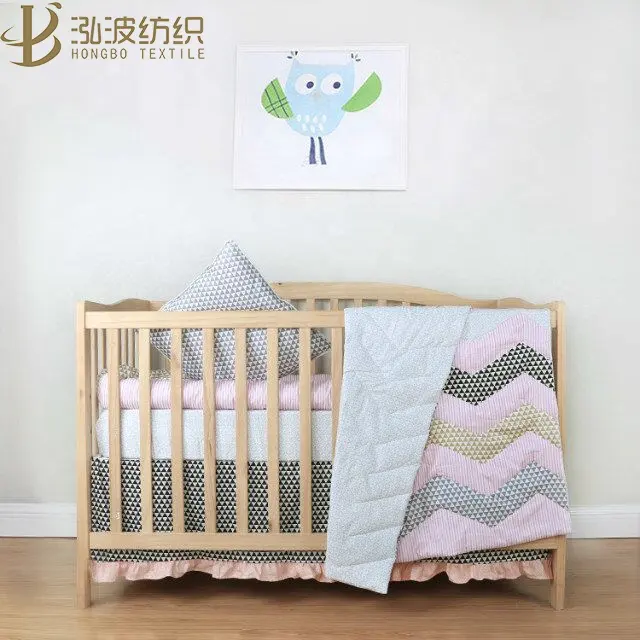 Woven baumwolle patchwork stil baby bettwäsche sets mit ausgestattet krippe blatt