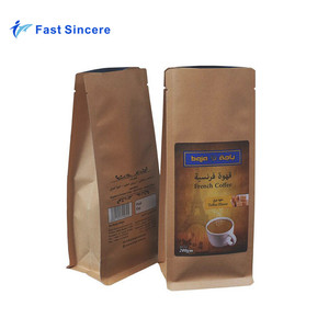 Recycle Roasted <strong>Square</strong> Bottom Coffee <strong>Bean</strong> Packaging <strong>Bag</strong> with Custom Zipper, Easy-Tear Notch, Valve - Product Image 1