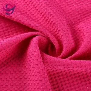 Customized design red knitted 96% polyester 4% elastane 3d jacquard fabric for clothing