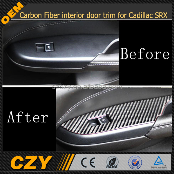 Углеродного волокна межкомнатной двери накладка для Cadillac SRX