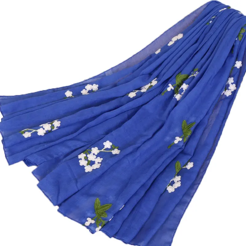Wholesale 2020 Four Seasons Scarves Shawl Classic Retro Dress Colours Plum Blossom Cotton Embroidered Scarf Linen Scarf Hijab