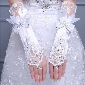 Guanti in pizzo con fiocco senza dita lunghi a gomito economici di alta qualità in vendita calda per <span class=keywords><strong>accessori</strong></span> da sposa MGB15 - Product Image 2