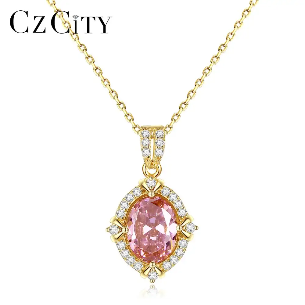 CZCITY Fashion New Brown Cut Smoke Topaz S925 Sterling Silver Women Gemstone Stones Necklace