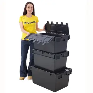 Contenedor de plástico para apilamiento, caja de mano de nido grande duro de 600x400x365mm