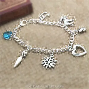 Charm Bracelet Anna Sisters Kristoff Sven Heart Crystal Elsa Silver