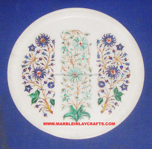 Placa decorativa de mármol con incrustaciones artesanales - Product Image 1