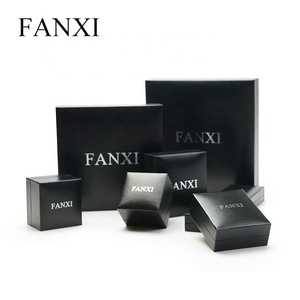 FANXI Chinese Custom Luxury Jewellery Packaging Box Ring Necklace Pendant Gift Boxes Black Leatherette Paper Jewelry Packing Box