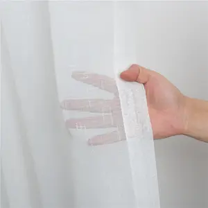 Tela de cortina transparente de lino liso de color blanco, proveedor de fábrica de China