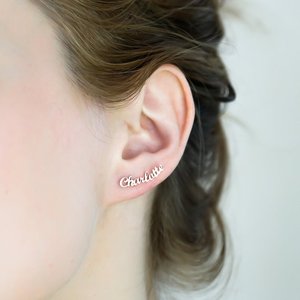 Pendientes con letras de acero inoxidable y cadena, joyería con diamantes de imitación dorados, esmalte de amor Dior l, a la moda, con letras iniciales yls c & <span class=keywords><strong>j</strong></span> - Product Image 6