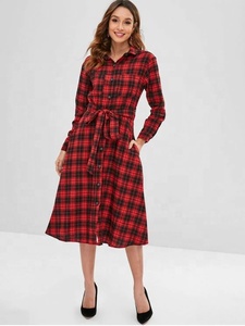 <span class=keywords><strong>Abito</strong></span> Camicia a Quadri KY Checks in <span class=keywords><strong>Cotone</strong></span>, Stile Varsity, Maniche Lunghe, Colletto Rovesciato, <span class=keywords><strong>Rosso</strong></span>, con Tasche - Product Image 5