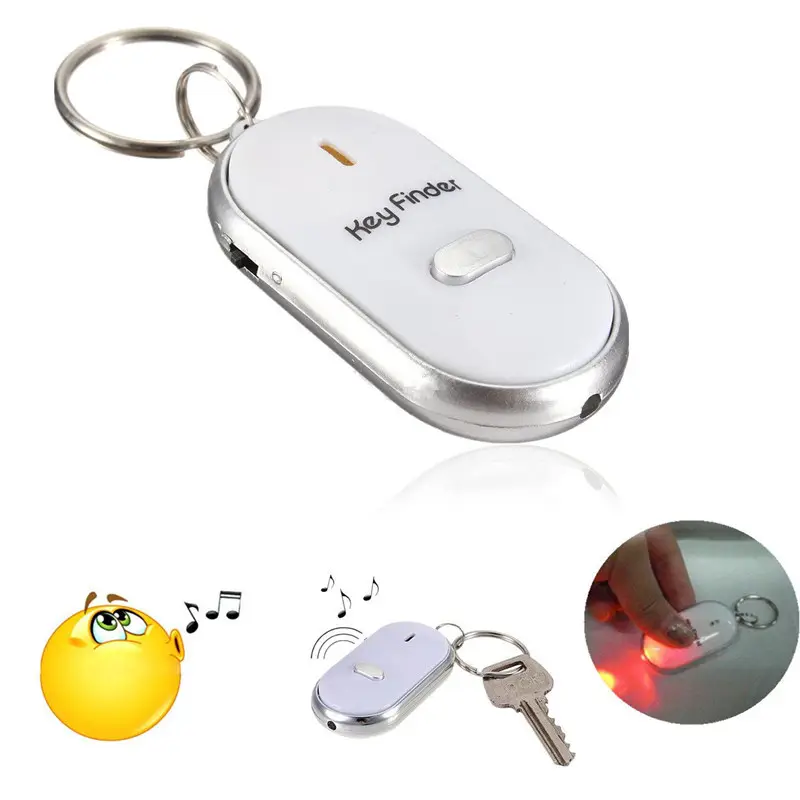 LED Key Finder Locatorค้นหาหายKeychain ChainเสียงนกหวีดควบคุมเสียงKeyผู้ถือแหวน