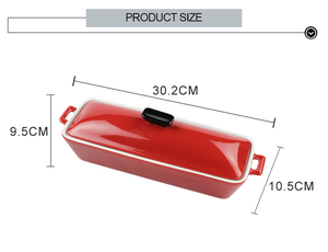 Padella per pane francese con coperchio in ceramica su misura per panettiere francese in gres a forma <span class=keywords><strong>di</strong></span> rettangolo - Product Image 4