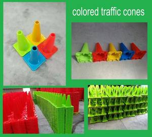 30 cm küçük mini turuncu/yeşil/sarı/mavi plastik renkli trafik konisi - Product Image 3