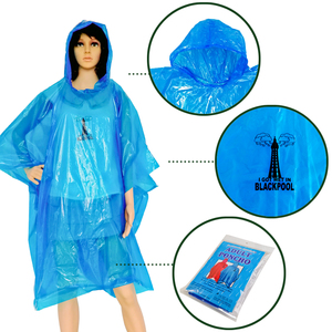 Azul desechable personalizado plástico para mujer Poncho de lluvia impermeable capa de lluvia - Product Image 2