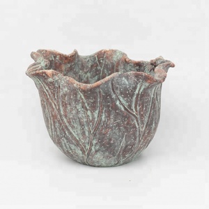 Décoration de jardin en ciment en forme de feuille de lotus de tailles multiples Pot de fleur Décoration intérieure et extérieure Jardinière en béton - Product Image 4