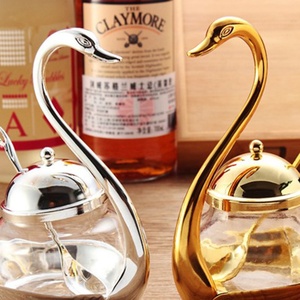 <span class=keywords><strong>Promo</strong></span> Zwaan Suikerpot Pot Saltcellar Glas Met Lepel Voor Koffie Suger Zout Suikerpot - Product Image 3