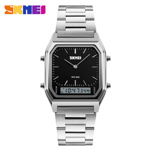 <span class=keywords><strong>SKMEI</strong></span> <span class=keywords><strong>1220</strong></span> Montre Bracelet Quartz Or Décontractée Tendance pour Homme, Numérique LED Double Fuseau Horaire Sport Chronographe Étanche - Product Image 5