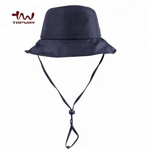 Cheap Quick Dry Waterproof Polyester Black Blank Bucket Hat Hiker Fisher Hats With Adjustable String