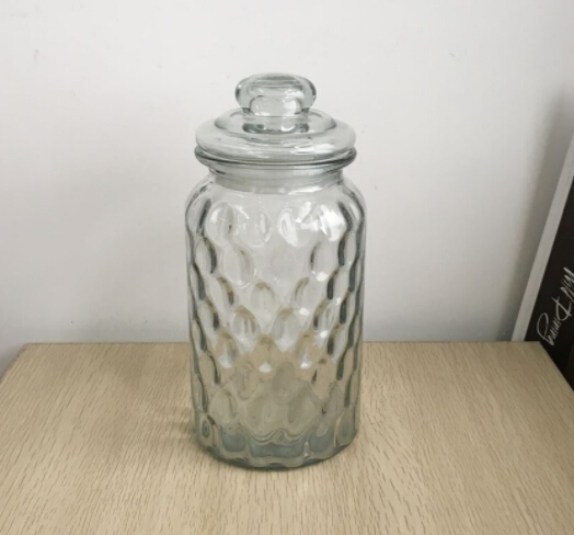Custom Embossment Tea Coffee Food Healthy Glass Storage Jar With glass Lid
