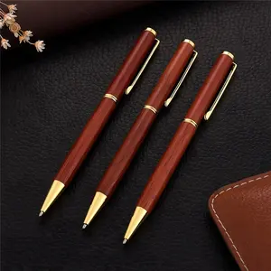 2018 New China Products Carved Gold Trims Wood Pen For Wholesale