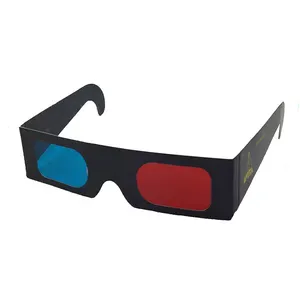 Factory supply Free samples Customized Logo Red Blue Cyan Paper 3D Glasses for watching Video DVD TV Books