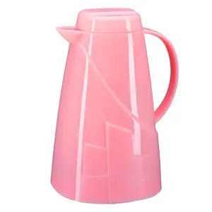 快乐狮子阿拉伯保温瓶与粉红色或白色玻璃填充真空水瓶PLR-10设计塑料新2019真空烧瓶成人