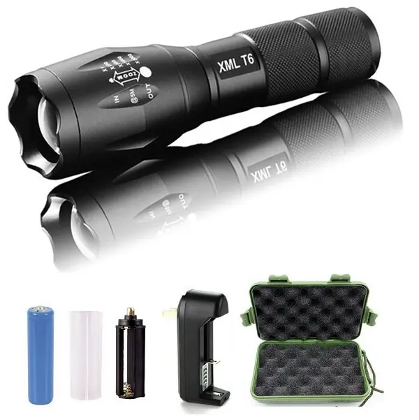 High Quality Discount Zoomable Focus Rechargeable 3.7V XML T6 Tactical Led Flashlight with 18650 Battery