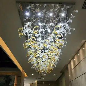 定制手工玻璃装饰大型商场酒店天花板悬挂艺术漩涡玻璃片吊灯